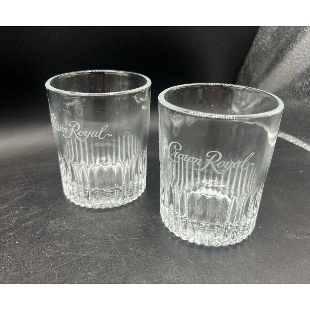 Authentic Crown Royal Low Ball Whiskey Rocks Glass Tumblers Set of 5 - 3.5